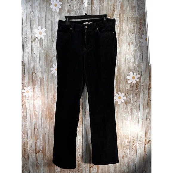 Lands' End Women's Boot Corduroy Pants Sz 10‎ Black Mid Rise Stretch 5 Pockets - Picture 1 of 10